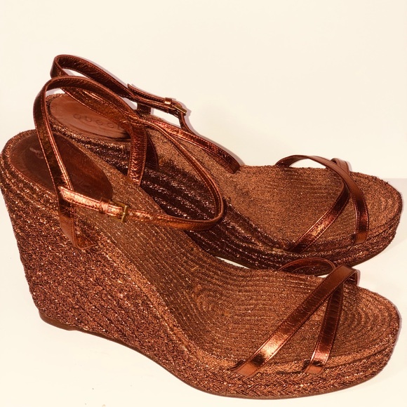 GUCCI Bronze Metallic Lia Espadrilles Wedge Platforms 😍 - Picture 3 of 12